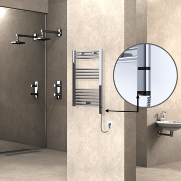 Radiva - Haiti Electric Towel Warmer 500x800 Flat Chrome (OneD On/Off ) Right 200 Watt