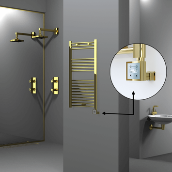 Radiva - Haiti Electric Towel Warmer 500x1000 Flat Gold (KTX3 Thermostat) 300 Watt