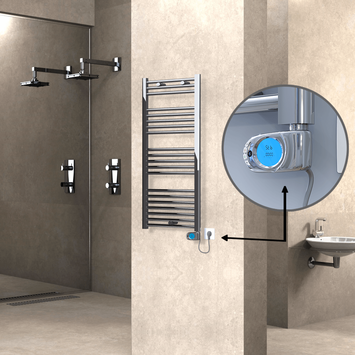 Radiva - Haiti Electric Towel Warmer 500x1100 Flat Chrome (Musa Thermostat) 300 Watt