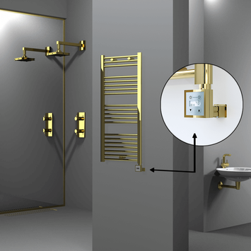 Radiva - Haiti Electric Towel Warmer 500x1100 Flat Gold (KTX3 Thermostat) 300 Watt