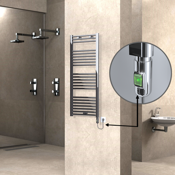 Radiva - Haiti Electric Towel Warmer 500x1200 Flat Chrome (On/Off Button) 300 Watt