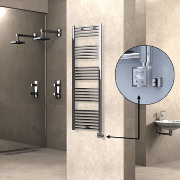 Radiva - Haiti Electric Towel Warmer 500x1500 Flat Chrome (KTX3 Thermostat) 600 Watt