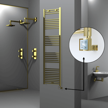 Radiva - Haiti Electric Towel Warmer 500x1800 Flat Gold (KTX3 Thermostat) 600 Watt