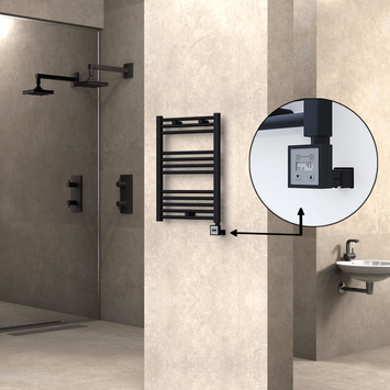 Radiva - Haiti Electric Towel Warmer 500x700 Flat Black Matt (KTX3 Thermostat) 300 Watt
