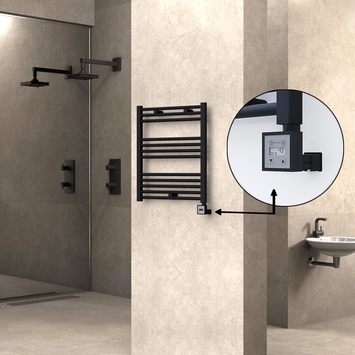 Radiva - Haiti Electric Towel Warmer 600x700 Flat Black Matt (KTX3 Thermostat) 300 Watt