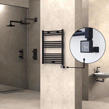 Radiva - Haiti Electric Towel Warmer 600x800 Flat Black Matt (KTX3 Thermostat) 300 Watt
