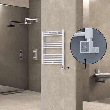 Radiva - Haiti Electric Towel Warmer 600x800 Flat White Gloss (KTX3 Thermostat) 300 Watt