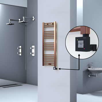  - Haiti Electric Towel Warmer 400x1100 Flat Antique Copper Gloss (KTX1 Thermostat) 300 Watt
