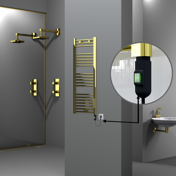 Radiva - Haiti Electric Towel Warmer 400x1100 Flat Gold (On/Off Button) 300 Watt