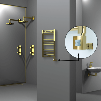 Radiva - Haiti Electric Towel Warmer 400x700 Flat Gold (KTX1 Thermostat) 200 Watt