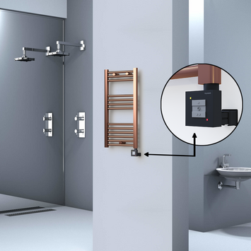  - Haiti Electric Towel Warmer 400x800 Flat Antique Copper Gloss (KTX1 Thermostat) 200 Watt