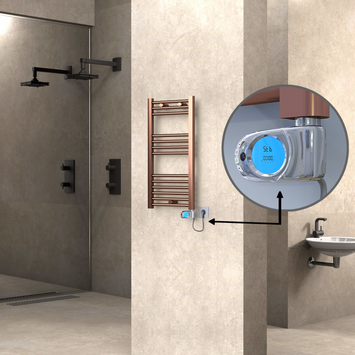 Radiva - Haiti Electric Towel Warmer 400x800 Flat Antique Copper Gloss (Musa Thermostat) 200 Watt