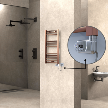 Radiva - Haiti Electric Towel Warmer 400x800 Flat Antique Copper Gloss (Thesis Thermostat) 200 Watt