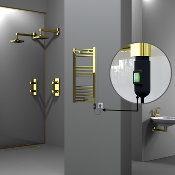 Radiva - Haiti Electric Towel Warmer 400x800 Flat Gold (On/Off Button) 200 Watt