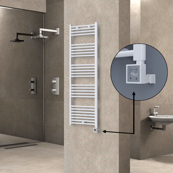 Radiva - Haiti Electric Towel Warmer 500x1500 Flat White Gloss (KTX3 Thermostat) 600 Watt