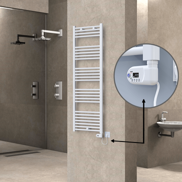 Radiva - Haiti Electric Towel Warmer 500x1500 Flat White Gloss (Thesis Thermostat) 600 Watt