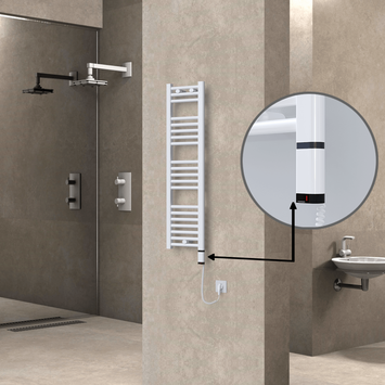 Radiva - HAITI Elektrikli Havlupan 300x1100 Düz Beyaz (OneD On/Off ) Sağ 300W