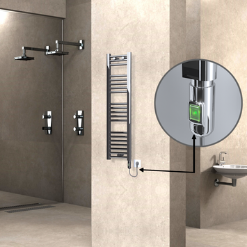 Radiva - HAITI Elektrikli Havlupan 300x1100 Düz Krom (On/Off Düğmeli) 200W