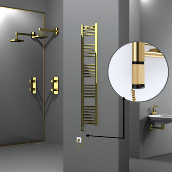 Radiva - HAITI Elektrikli Havlupan 300x1500 Düz Altın (OneD On/Off ) Sol 300W