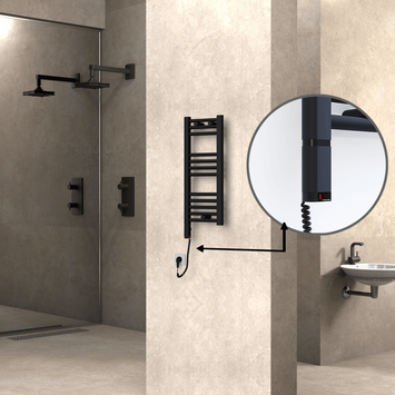 Radiva - HAITI Elektrikli Havlupan 300x700 Düz Siyah (OneD On/Off ) Sol 200W