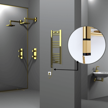 Radiva - HAITI Elektrikli Havlupan 300x800 Düz Altın (OneD On/Off ) Sol 200W