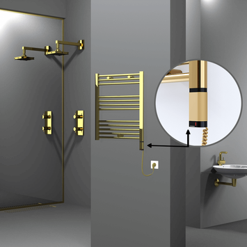 Radiva - HAITI Elektrikli Havlupan 600x700 Düz Altın (OneD On/Off ) Sağ 200W