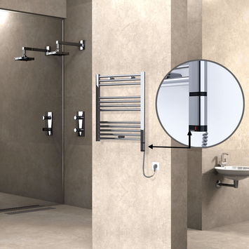 Radiva - HAITI Elektrikli Havlupan 600x700 Düz Krom (OneD On/Off ) Sağ 200W