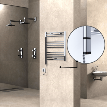 Radiva - HAITI Elektrikli Havlupan 600x700 Düz Krom (OneD On/Off ) Sol 200W