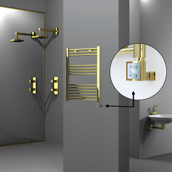 Radiva - HAITI Elektrikli Havlupan 600x800 Düz Altın (KTX3 Termostat) 300W