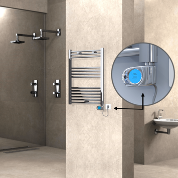 Radiva - HAITI Elektrikli Havlupan 600x800 Düz Krom (Musa Termostat) 300W