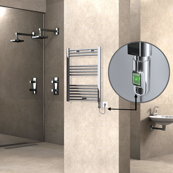 Radiva - HAITI Elektrikli Havlupan 600x800 Düz Krom (On/Off Düğmeli) 300W