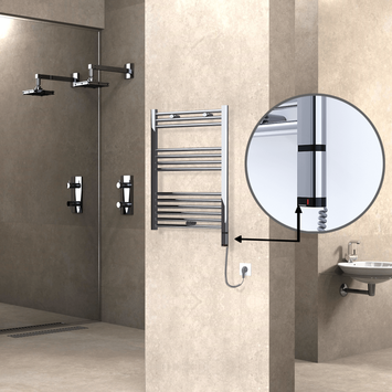 Radiva - HAITI Elektrikli Havlupan 600x800 Düz Krom (OneD On/Off ) Sağ 300W