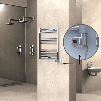 Radiva - Haiti Electric Towel Warmer 600x800 Flat Chrome (Thesis Thermostat) 300 Watt