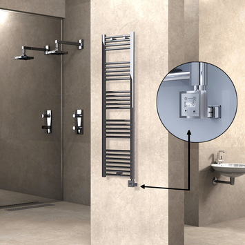  - HAITI Elektrikli Havlupan 400x1500 Düz Krom (KTX3 Termostat) 300W