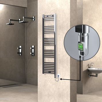 Radiva - HAITI Elektrikli Havlupan 400x1500 Düz Krom (On/Off Düğmeli) 300W