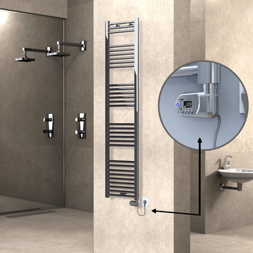 Radiva - HAITI Elektrikli Havlupan 400x1800 Düz Krom (Thesis Termostat) 300W