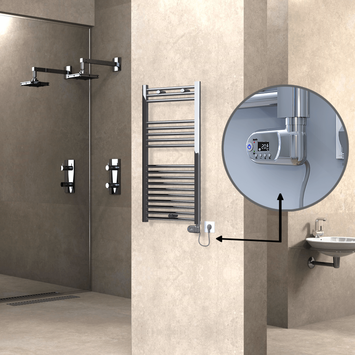 Radiva - Haiti Sèche Serviettes Electrique 300 Watt 500x1000 Plat Chrome (Thermostat Thesis)