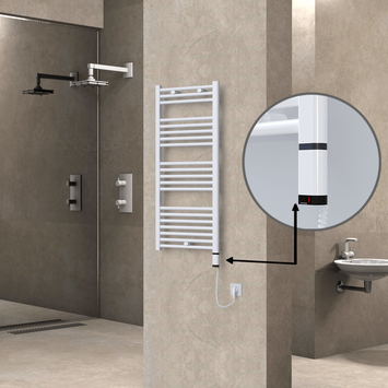 Radiva - HAITI Elektrikli Havlupan 500x1100 Düz Beyaz (OneD On/Off ) Sağ 300W