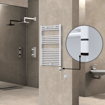 Radiva - HAITI Elektrikli Havlupan 600x1000 Düz Beyaz (OneD On/Off ) Sağ 600W