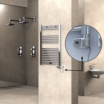 Radiva - Haiti Sèche Serviettes Electrique 300 Watt 600x1000 Plat Chrome (Thermostat Thesis)