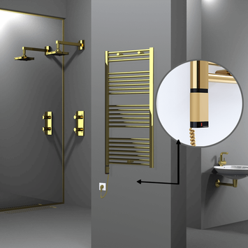 Radiva - HAITI Elektrikli Havlupan 600x1200 Düz Altın (OneD On/Off ) Sol 300W