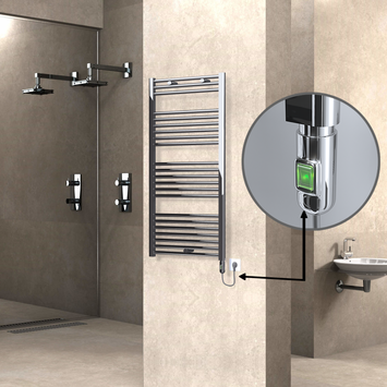 Radiva - HAITI Elektrikli Havlupan 600x1200 Düz Krom (On/Off Düğmeli) 300W