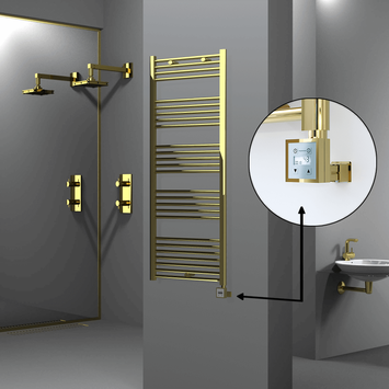 Radiva - HAITI Elektrikli Havlupan 600x1500 Düz Altın (KTX3 Termostat) 600W