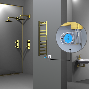 Radiva - Haiti Electric Towel Warmer 300x1000 Flat Gold (Musa Thermostat) 200 Watt