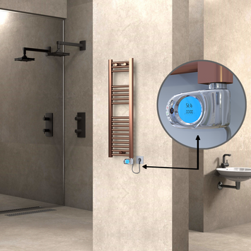 Radiva - Haiti Electric Towel Warmer 300x1000 Flat Antique Copper Gloss (Musa Thermostat) 200 Watt