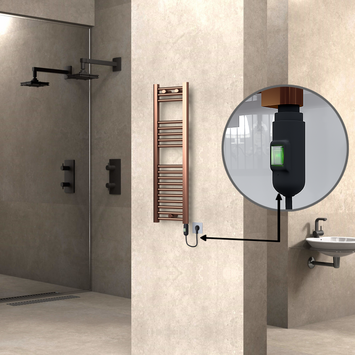  - Haiti Electric Towel Warmer 300x1000 Flat Antique Copper Gloss (On/Off Button) 200 Watt
