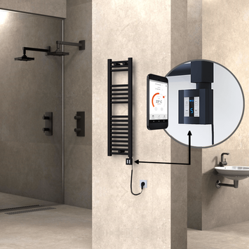 Radiva - Haiti Sèche Serviettes Electrique 300x1000 Noir mat Ktx4 300 Watt Câble en spirale