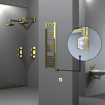 Radiva - HAITI Elektrikli Havlupan 300x1100 Düz Altın (KTX3 Termostat) 200W Spiral Kablolu