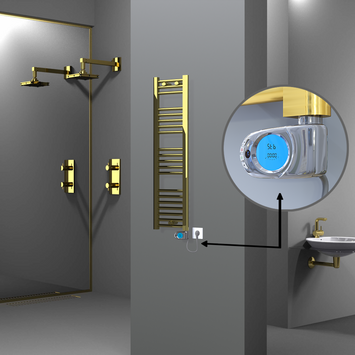 Radiva - Haiti Electric Towel Warmer 300x1100 Flat Gold (Musa Thermostat) 200 Watt