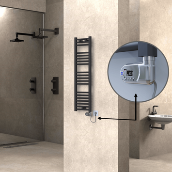 Radiva - Haiti Sèche Serviettes Electrique 300x1100 Anthracite (Thermostat Thesis) 300 Watt